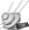 Walfos Fine Mesh Strainer Set of 3, Stainless Steel Wire Strainers by Walfos