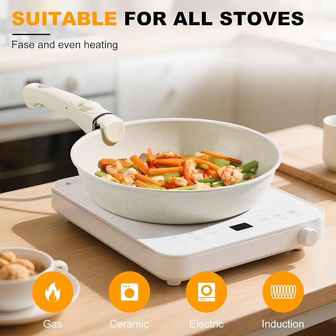 Pots and Pans Set Non Stick, Ceramic Cookware Set Nonstick Frying Pans 5 - Image 6