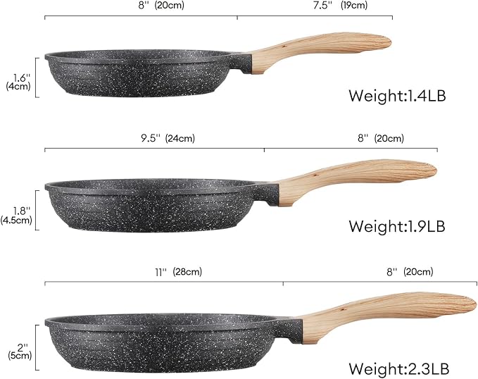JEETEE Non Stick Frying Pan Set, Frying Pans Nonstick, Omelette Skillet - Image 2