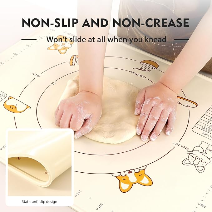 Ourokhome Silicone Baking Mat Sheet and Pastry Dough Cutter, 0.5 Inch Thick 28" - Image 4