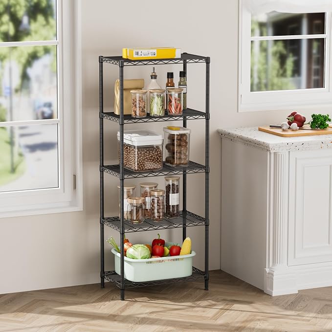 SINGAYE 5 Tier Storage Shelves Wire Shelving Unit Shelve Metal Kitchen Laundry - Image 8