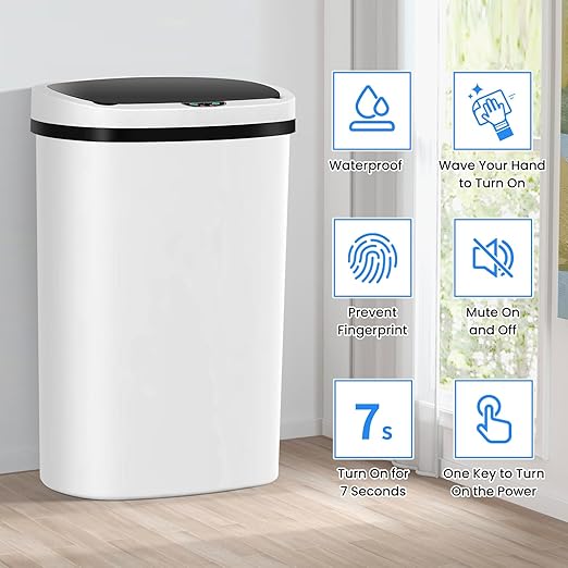 13 Gallon Trash Can, 50Liter Plastic High-Capacity Automatic Kitchen Trash Can - Image 3