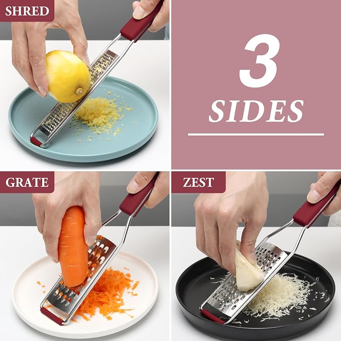 Cambom Cheese Grater Citrus Zester Lemon Zester Pack of 3-304 Stainless Steel - Image 2