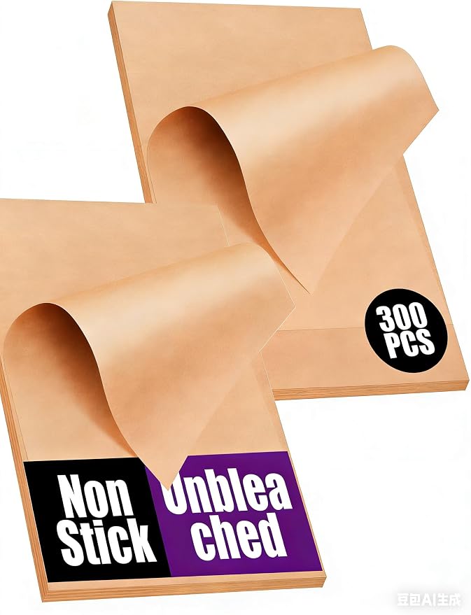 300PCS Unbleached Parchment Paper Sheets by AMFOCUS