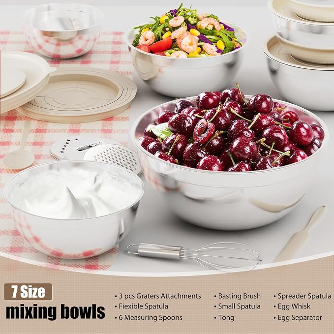 ENVTEK 7-Piece Stainless Steel Mixing Bowls Set - Image 8