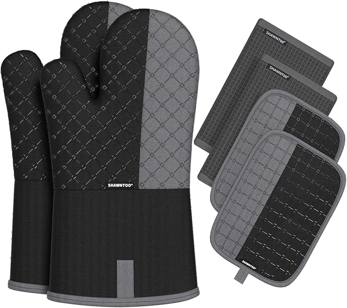 Oven Mitts and Pot Holders Sets 6pcs, Kitchen Oven Glove, High Heat Resistant by OvenMitts
