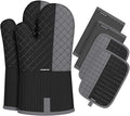 Oven Mitts and Pot Holders Sets 6pcs, Kitchen Oven Glove, High Heat Resistant by OvenMitts