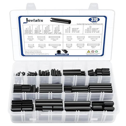 370 Pcs Roll pin Assortment, SAE Roll Pin Set, Slotted Spring Pins, Steel Split by Jovlalis