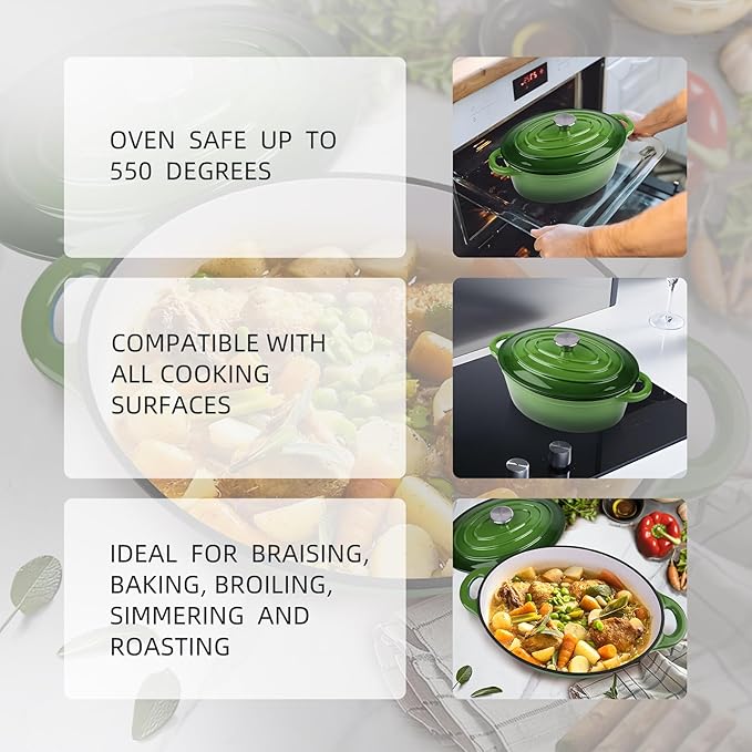 5.5 Quart Oval Enameled Cast Iron Dutch Oven Pot - Image 4