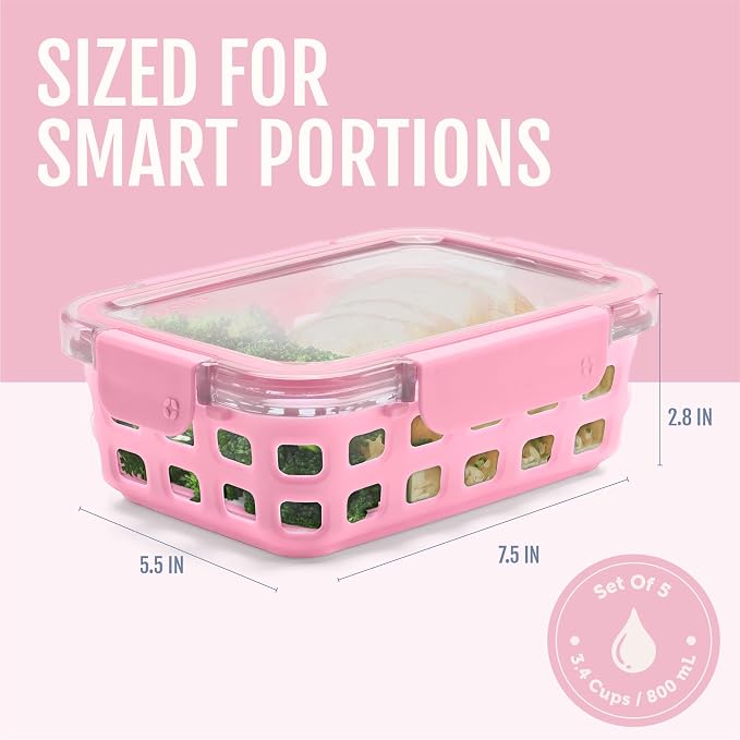 Ello Duraglass 3.4 Cup Meal Prep Sets 10Pc, 5 Pack Set- Glass Food Storage - Image 4
