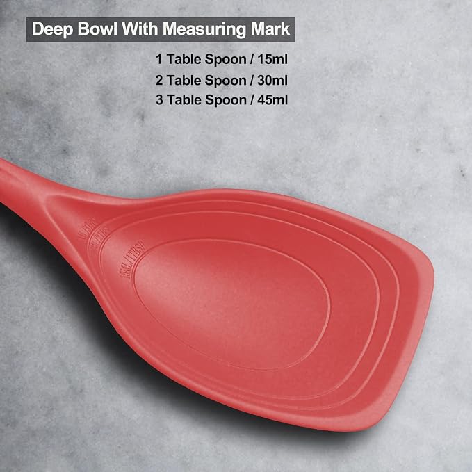 Large Silicone Cooking Spoon, Non-Stick Solid Spoon set - Image 3