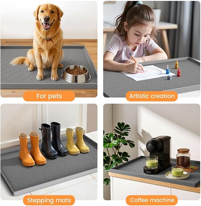 Jin&Bao Waterproof Under Sink Mat 37" x 22", Thick Silicone Mat Cabinet - Image 7