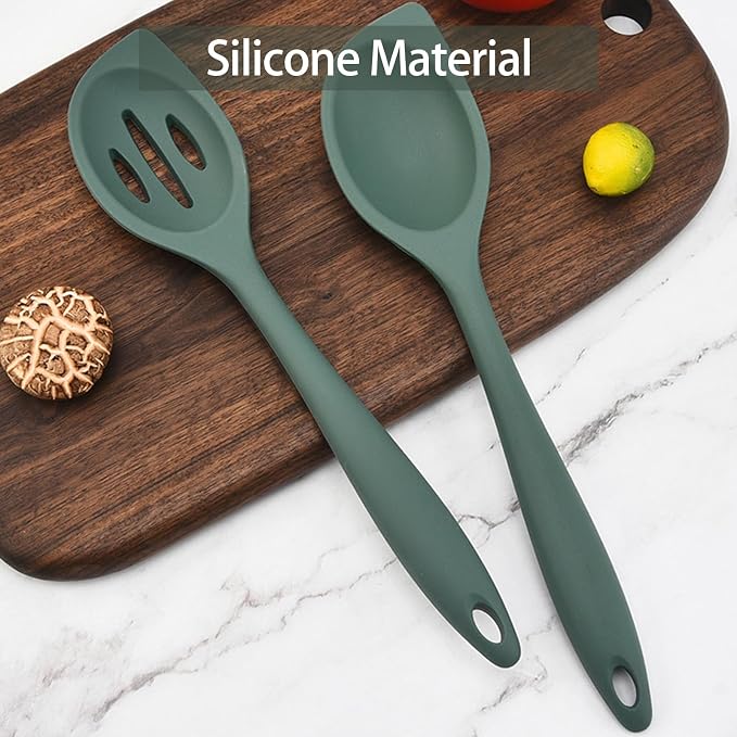2-Pieces Silicone Cooking Spoon Spatula, Large Serving Spoons - Image 4