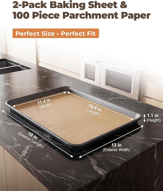 Bake Choice 2 Pack Half Sheet Pans 18x13 In - Image 2