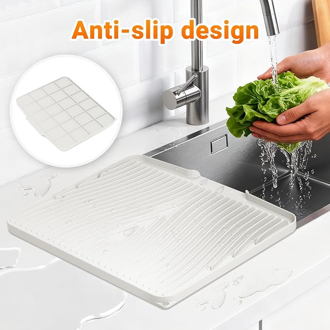 Silicone Dish Drying Mat for Kitchen Counter, Dish Drying Pad, Non-Slip Drain - Image 3