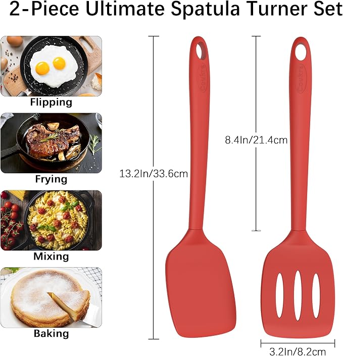 Coukre 2 Pack Silicone Spatula Set, High Heat Resistant, BPA Free Kitchen - Image 6