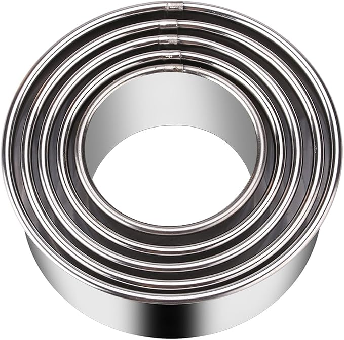 5 Pieces Biscuit Cookie Cutters Set, Stainless Steel Circle Round Cookie by KSPOWWIN