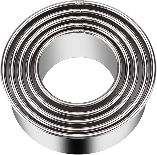 5 Pieces Biscuit Cookie Cutters Set, Stainless Steel Circle Round Cookie by KSPOWWIN