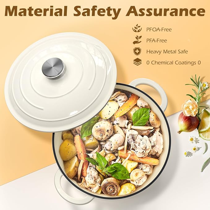 Umite Chef Enameled Cast Iron Dutch Oven-7QT Pot - Image 6