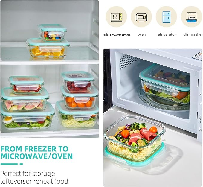 Liuruiyu 8 Pack Glass Food Storage Containers - Image 3