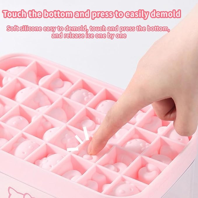 Ice Tray with Lid and Bin and Ice Scoop, Cartoon Silicone Ice Molds, 24 Holes - Image 3