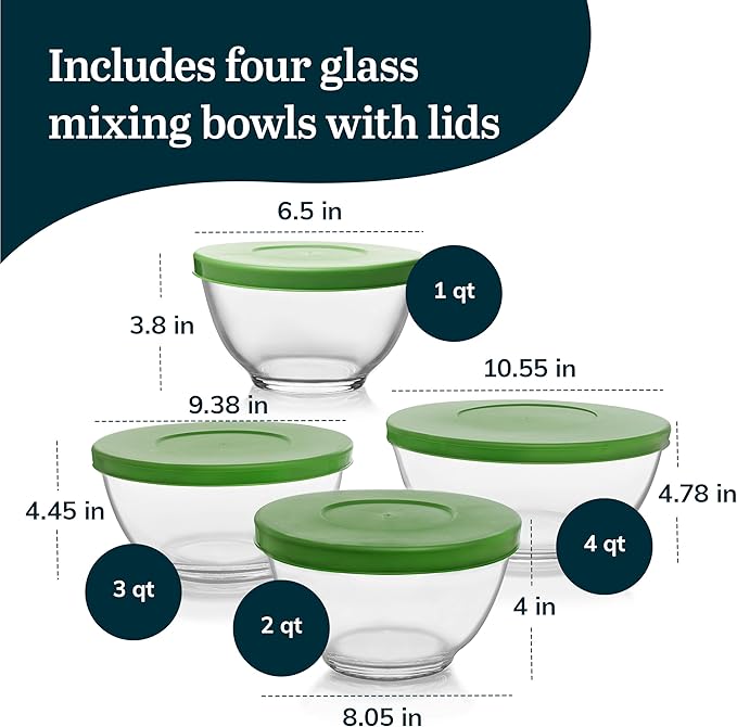 Libbey Baker's Basics 4 Piece Glass Mixing Bowl Set - Image 3