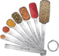 Stainless Steel Measuring Spoons Set of 8, Rectangular Metal Measuring Spoons by YUNNKEEY