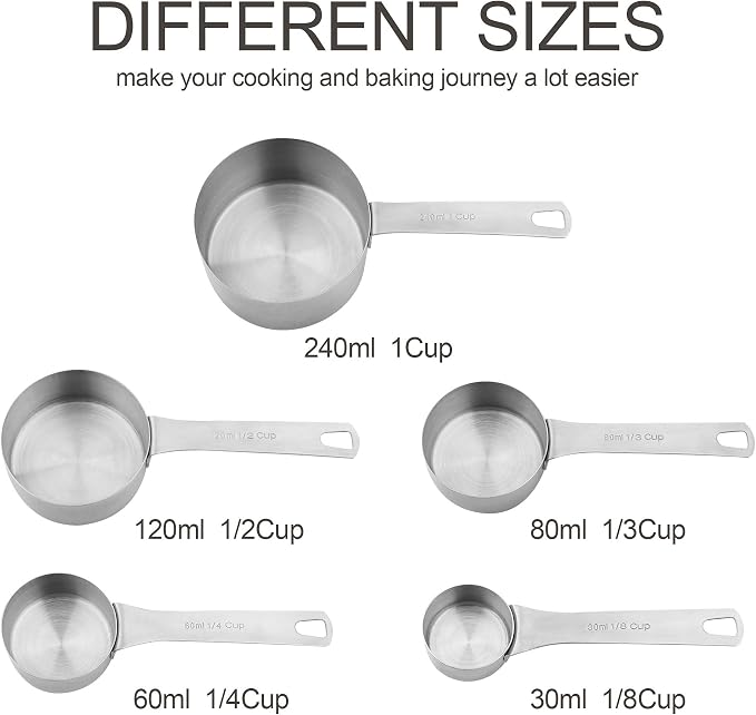 Stainless Steel Measuring Cups and Spoons Set, 18/8 Steel Material Heavy Duty 5 - Image 4
