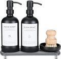 Kitchen Soap Dispenser Set - 16OZ Black Glass Bottle by ORCHID+HOME