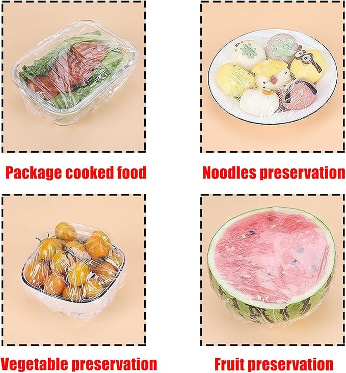 300 Pcs Plastic Bowl Covers Stretch Edging Disposable Food Covers Flexible - Image 5