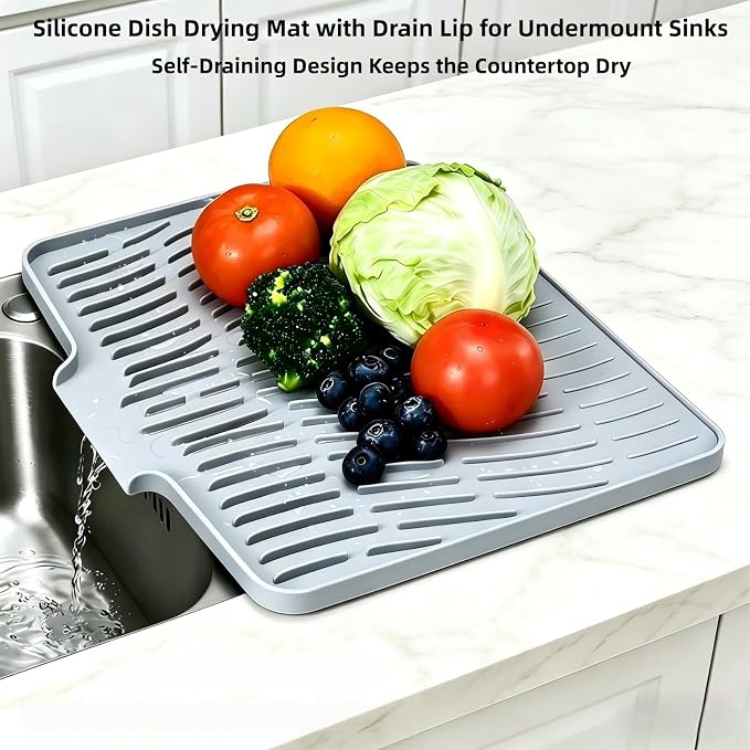 Silicone Dish Drying Mat for Kitchen Counter Sink, Non-Slip dish drying Pad - Image 3