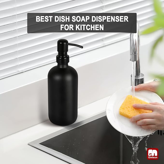 GMISUN Black Soap Dispenser, 1 Pack Matte Black Bathroom Hand Soap Dispensers - Image 6