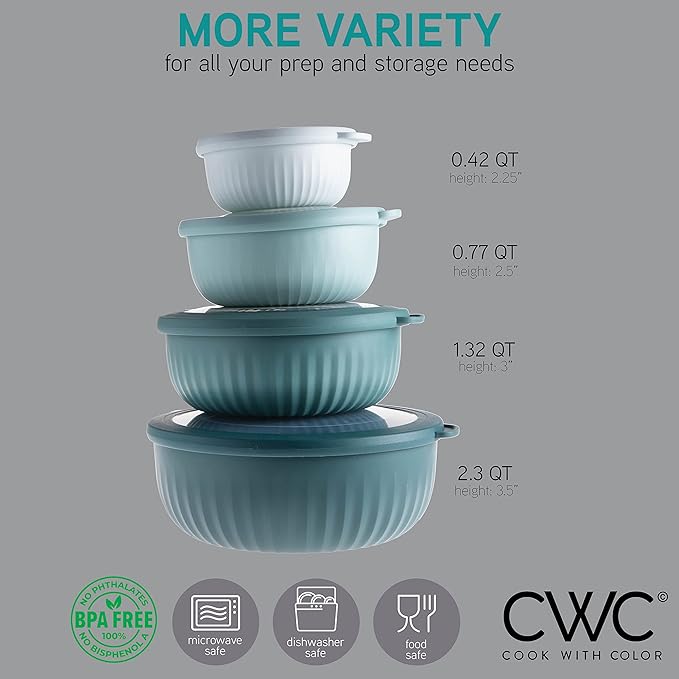 COOK WITH COLOR Prep Bowls with Lids- Wide and Deep Nesting Plastic Small - Image 2