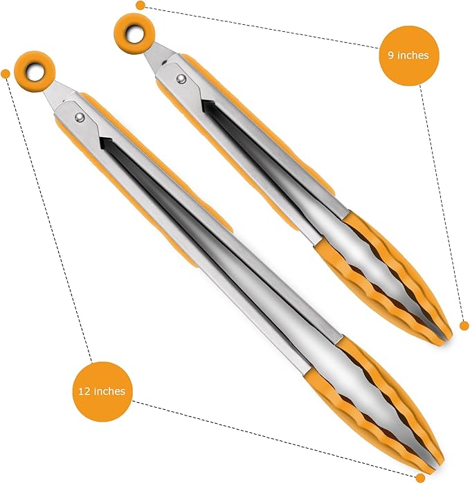 2 Pack Silicone Kitchen Tongs – 9" & 12" Set, Heat Resistant up to 500°F - Image 4