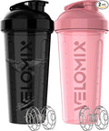 VELOMIX -2 Pack- 28 oz Protein Shaker Bottles by VELOMIX