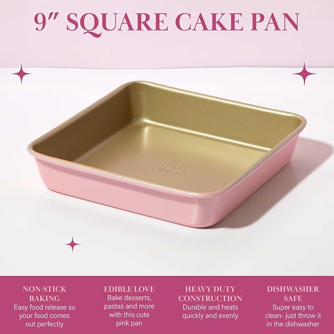 Paris Hilton Nonstick Carbon Steel Bakeware Collection, 9-Inch Square Cake Pan - Image 2