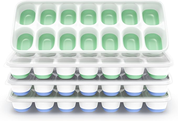 ChefAide Ice Cube Tray with Lid, 4 Packs 56 Cubes Durable Stackable Ice Cube by ChefAide