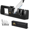 4-in-1 Knife Sharpener with Angle Guide, Adjustable Edge, 3-Stage by Addyno