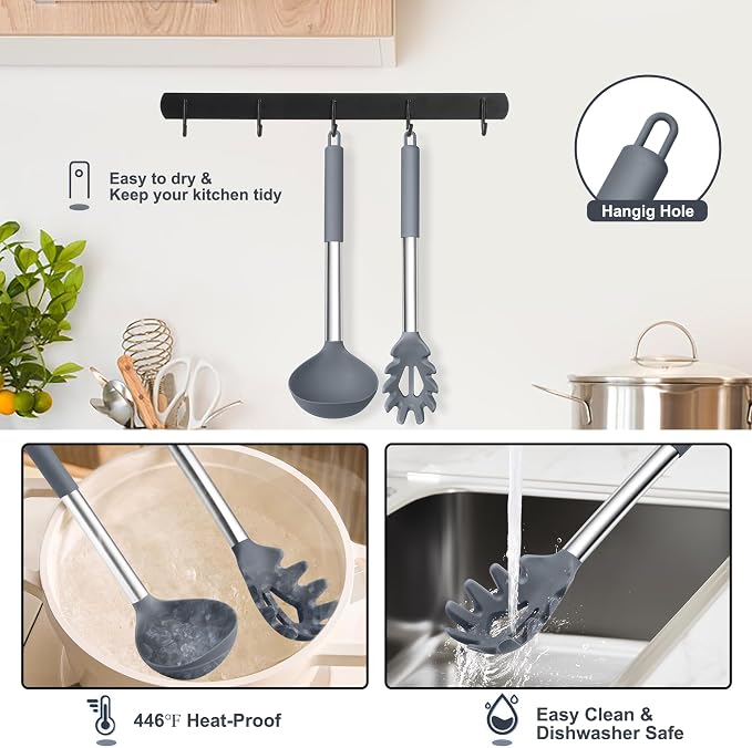TeamFar Silicone Kitchen Utensils, Non-Toxic & Heat-Proof, Dishwasher Safe - Image 6