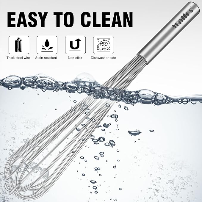 Walfos Whisk, 17in Large Whisks, Heavy Duty Stainless Steel Wire Whisk Ideal - Image 9