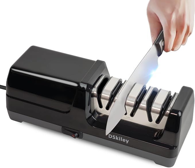 Electric Knife Sharpener for Kitchen – Professional 3-Stage 100% Diamond System by dskiley