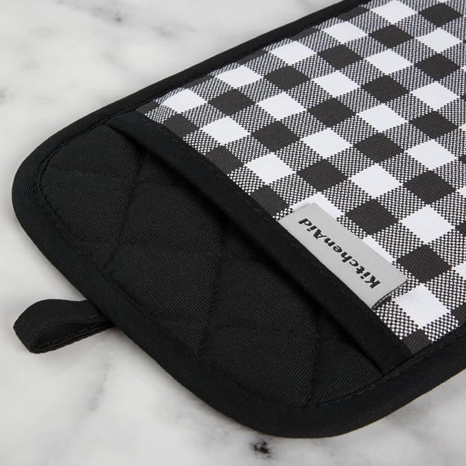 KITCHENAID Gingham Pot Holder 2-Pack Set, Matte Black - Image 3