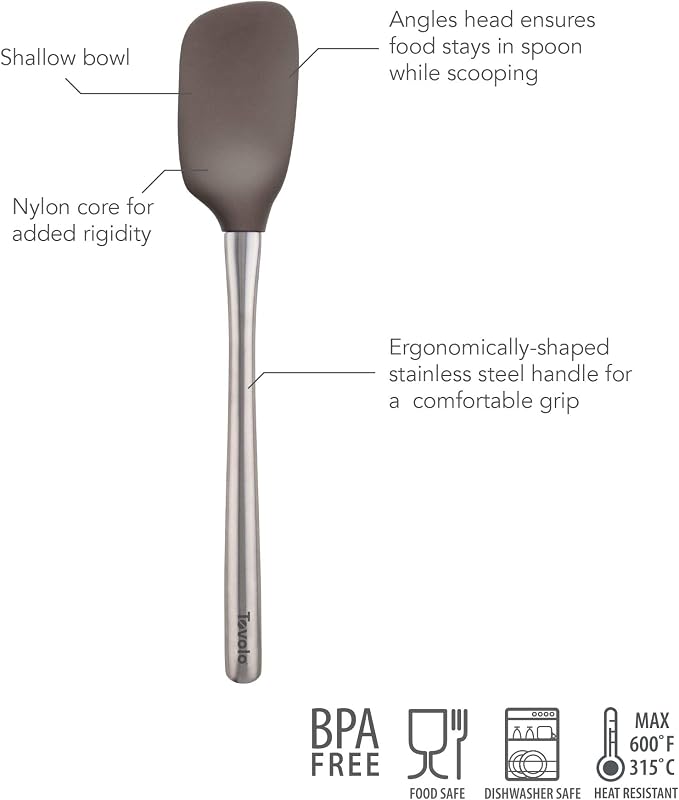 Tovolo Flex-Core Stainless Steel Handled Spoonula Spatula Spoon, Ergonomic Grip - Image 3