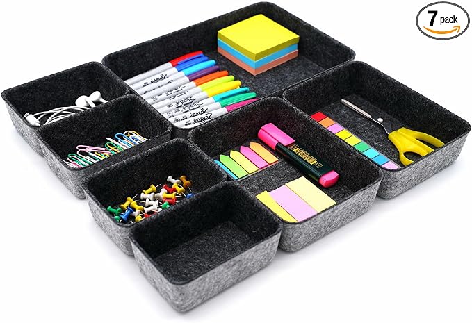 Welaxy Drawer organizers tray felt storage bin office Shallow Small Desk box by Welaxy