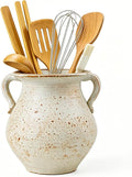 Rustic Kitchen Utensil Holder for Countertop, 7.6x4.9In Large Ceramic Cooking by OOXYG