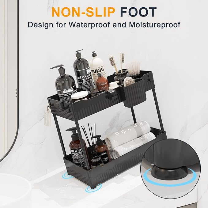 Sevenblue 2 Pack Under Sink Organizer, Under Bathroom Cabinet Organizer - Image 4