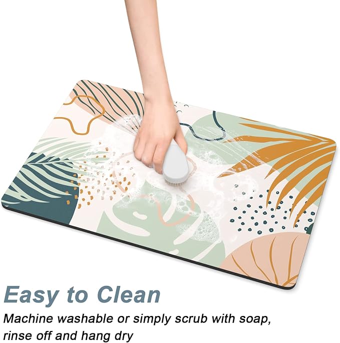 Rnivvi Coffee Mat, Hide Stain Rubber Backed Absorbent Dish Drying Pad - Image 5