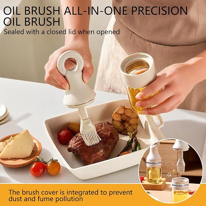 2 in 1 Oil Dispenser Bottle - 150ml/5.07oz Borosilicate Glass Basting Brush - Image 3