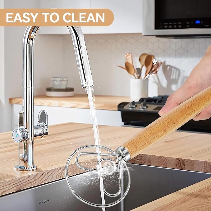 Danish Dough Whisk Dutch Bread Mixer Stainless Steel Hook Wooden Handle Baking - Image 5