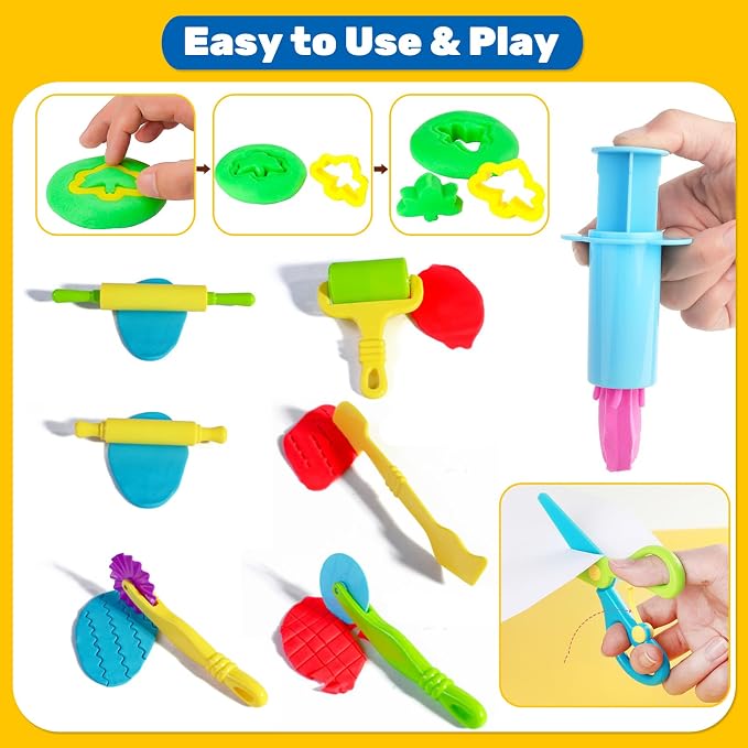 iShyan Dough Tools for Kids, 24 Pieces Dough Play Tools Set - Image 3